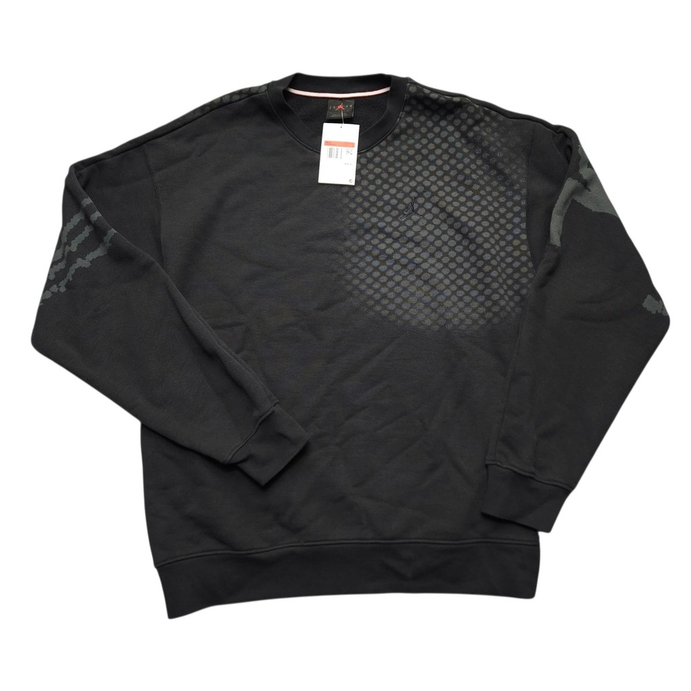 Nike Jordan Flight Fleece LNY Mens Large Crewneck Sweater Black/Gray HQ8825-010